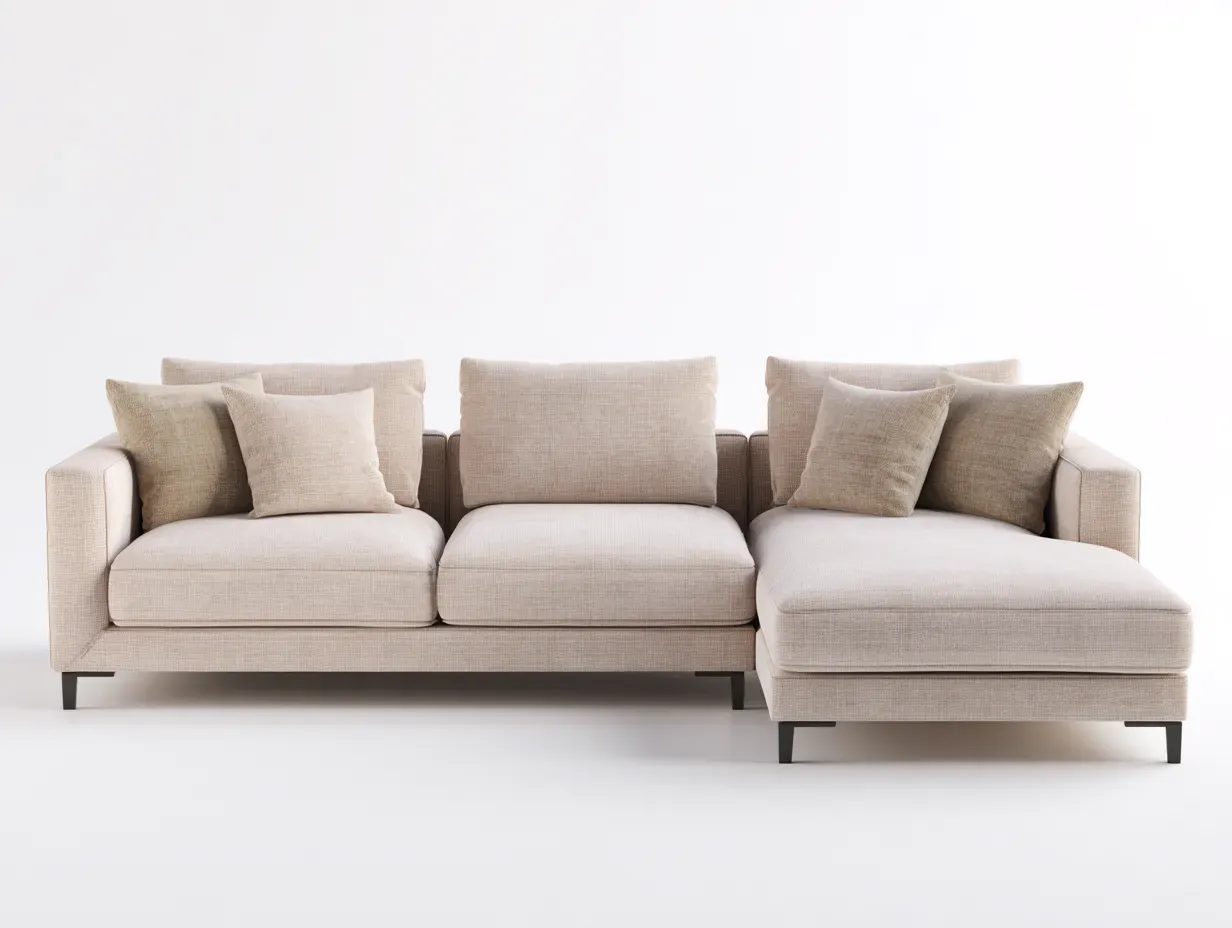 Canapé d'angle - tissu-métal - 270x165x85 cm - beige - style moderne-Luxegetio