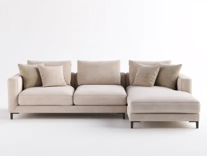 Canapé d'angle - tissu-métal - 270x165x85 cm - beige - style moderne-Luxegetio