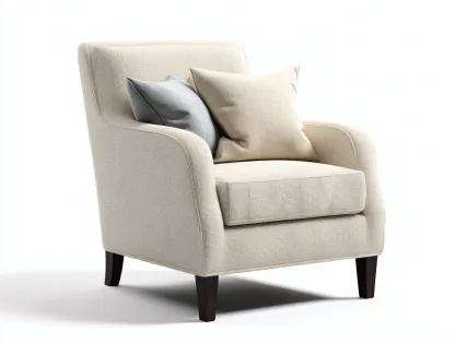 Fauteuil - tissu-bois - 85x82x88 cm - beige-marron foncé - style contemporain-Luxegetio
