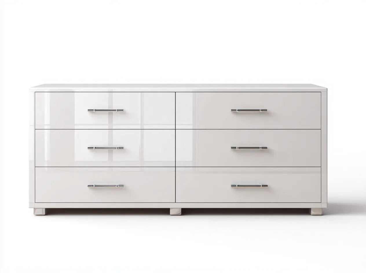 Commode - MDF - 140x45x76 cm - blanc - style contemporain-Luxegetio