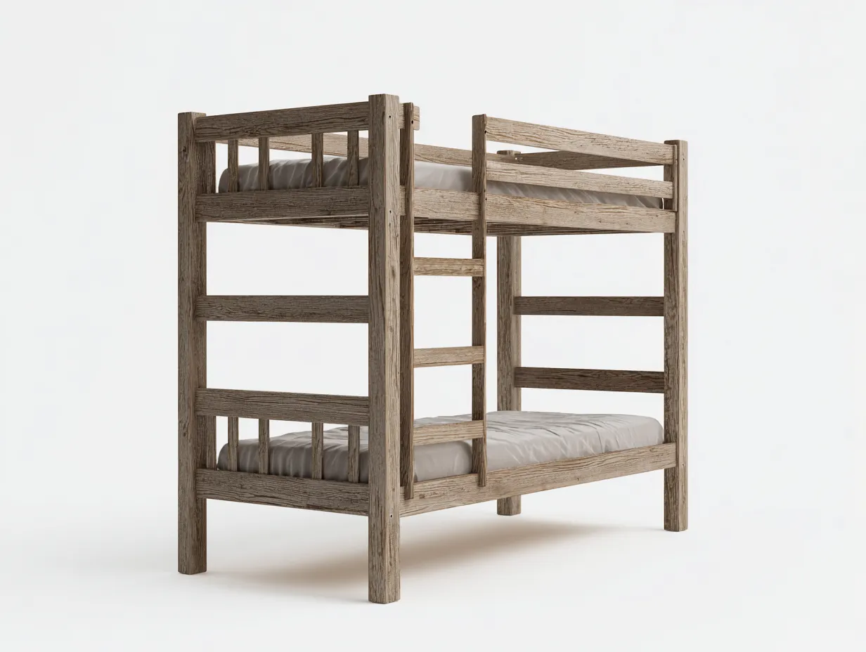Lits superposés - bois massif - 198 x 98 x 168 cm - brun - style rustique-Luxegetio
