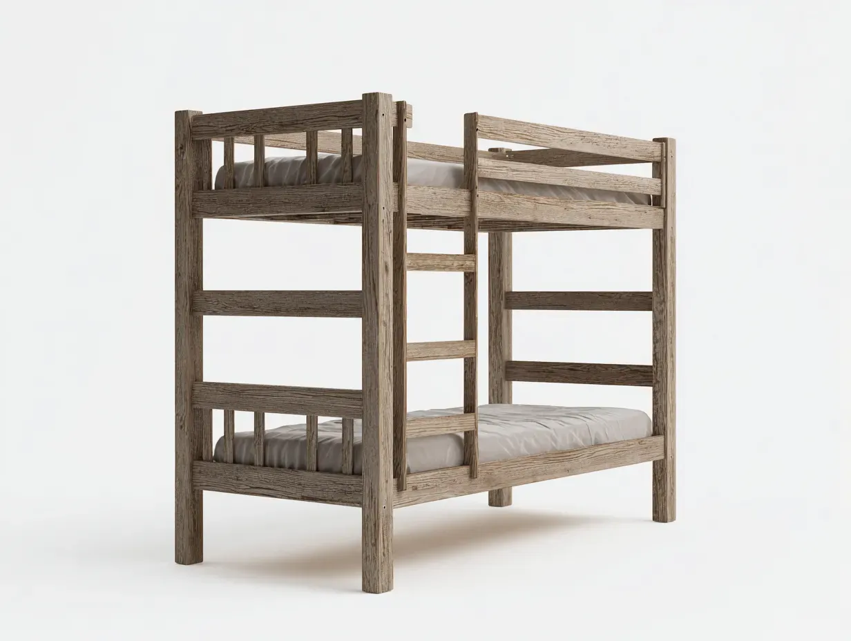 Lits superposés - bois massif - 198 x 98 x 168 cm - brun - style rustique-Luxegetio