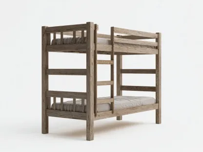 Lits superposés - bois massif - 198 x 98 x 168 cm - brun - style rustique-Luxegetio