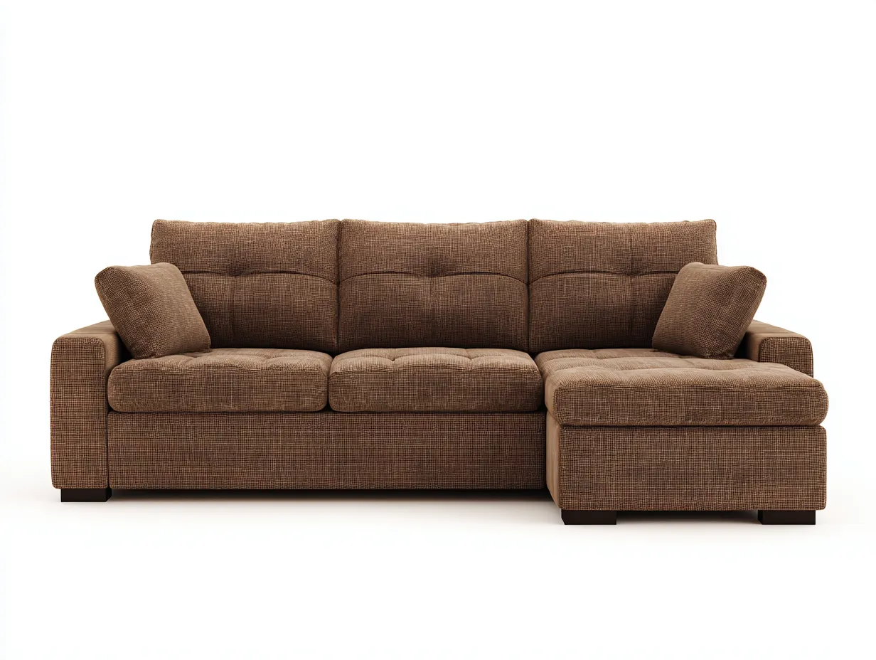 Canapé d'angle - tissu - 262x160x86 cm - marron - style moderne-Luxegetio