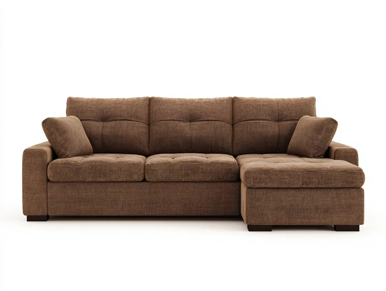 Canapé d'angle - tissu - 262x160x86 cm - marron - style moderne-Luxegetio