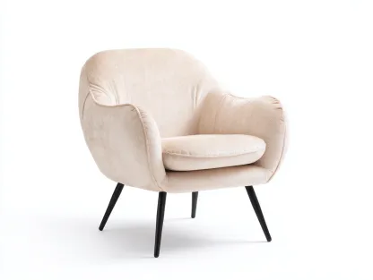 Fauteuil - tissu-métal - 84x80x82 cm - beige-noir - style moderne minimaliste-Luxegetio