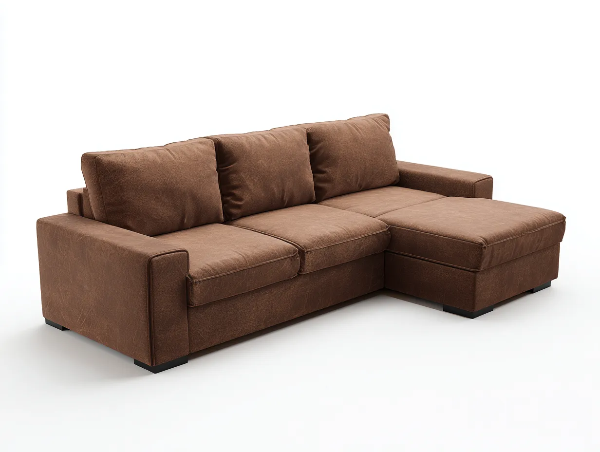 Canapé d'angle - similicuir - 238x145x83 cm - marron - style moderne-Luxegetio
