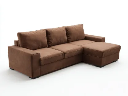 Canapé d'angle - similicuir - 238x145x83 cm - marron - style moderne-Luxegetio