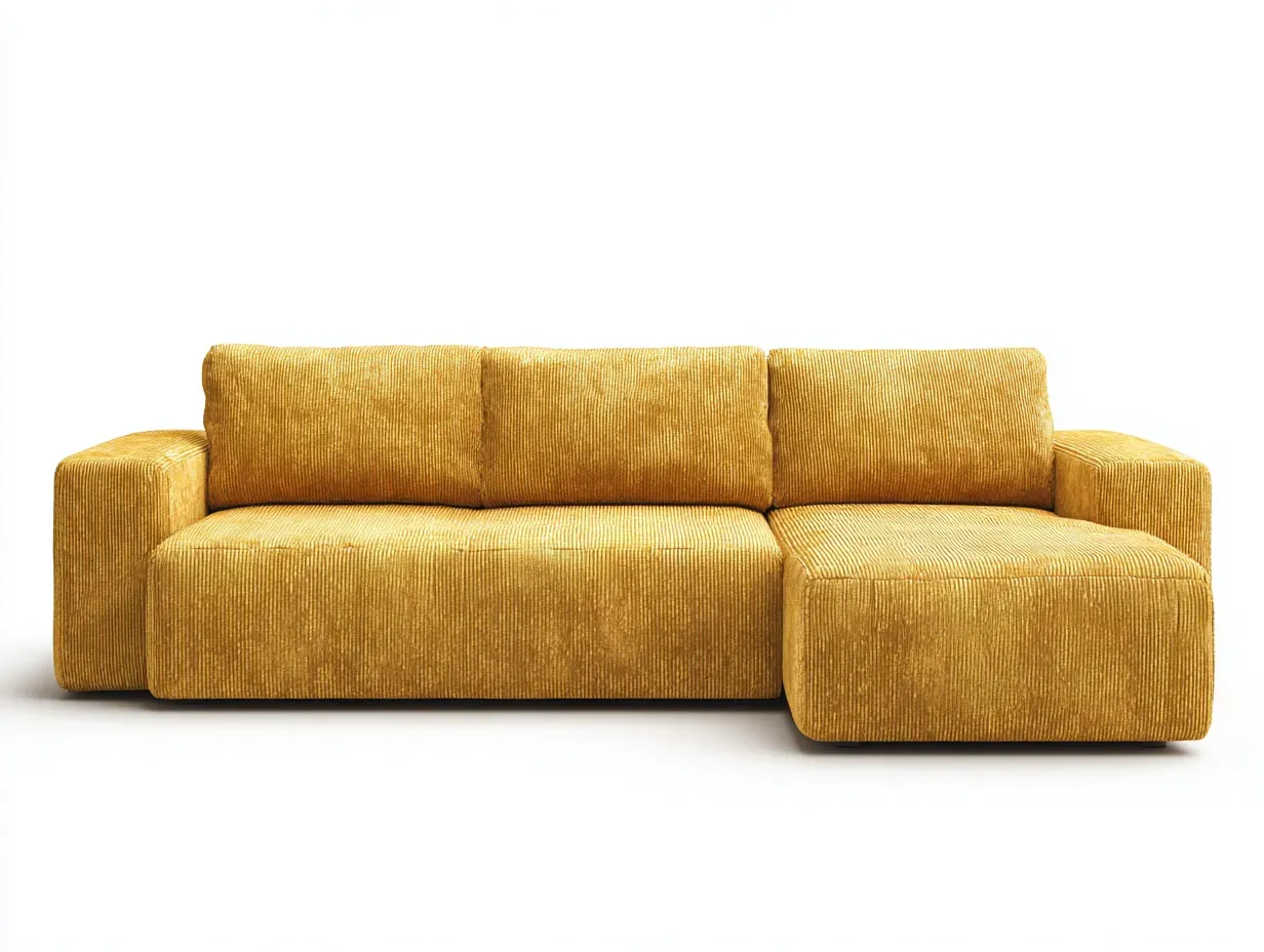 Canapé d'angle - tissu - 266x162x83 cm - jaune - style moderne-Luxegetio
