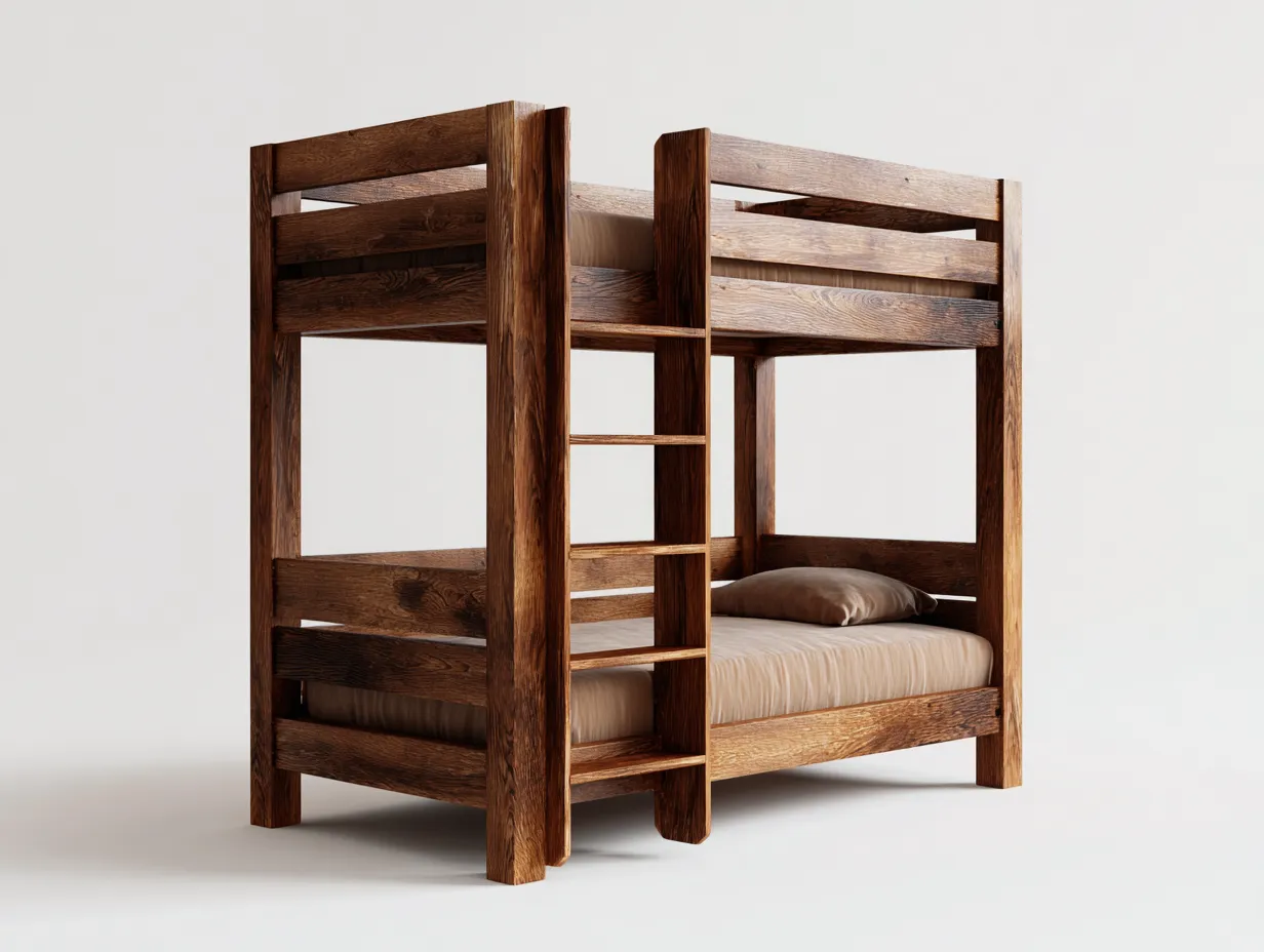 Lits superposés - bois massif - 205 x 105 x 175 cm - brun - style classique-Luxegetio