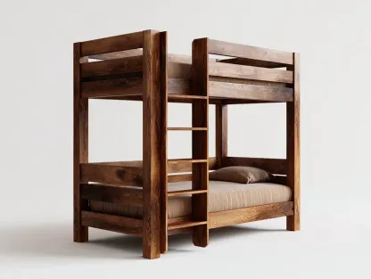 Lits superposés - bois massif - 205 x 105 x 175 cm - brun - style classique-Luxegetio