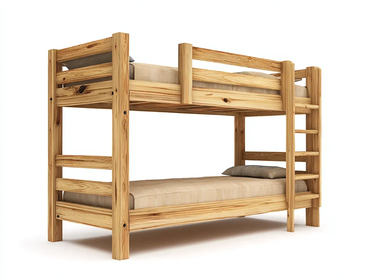 Lits superposés - bois massif - 202 x 102 x 170 cm - brun - style naturel-Luxegetio