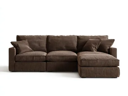Canapé d'angle - tissu - 255x158x82 cm - marron - style moderne-Luxegetio