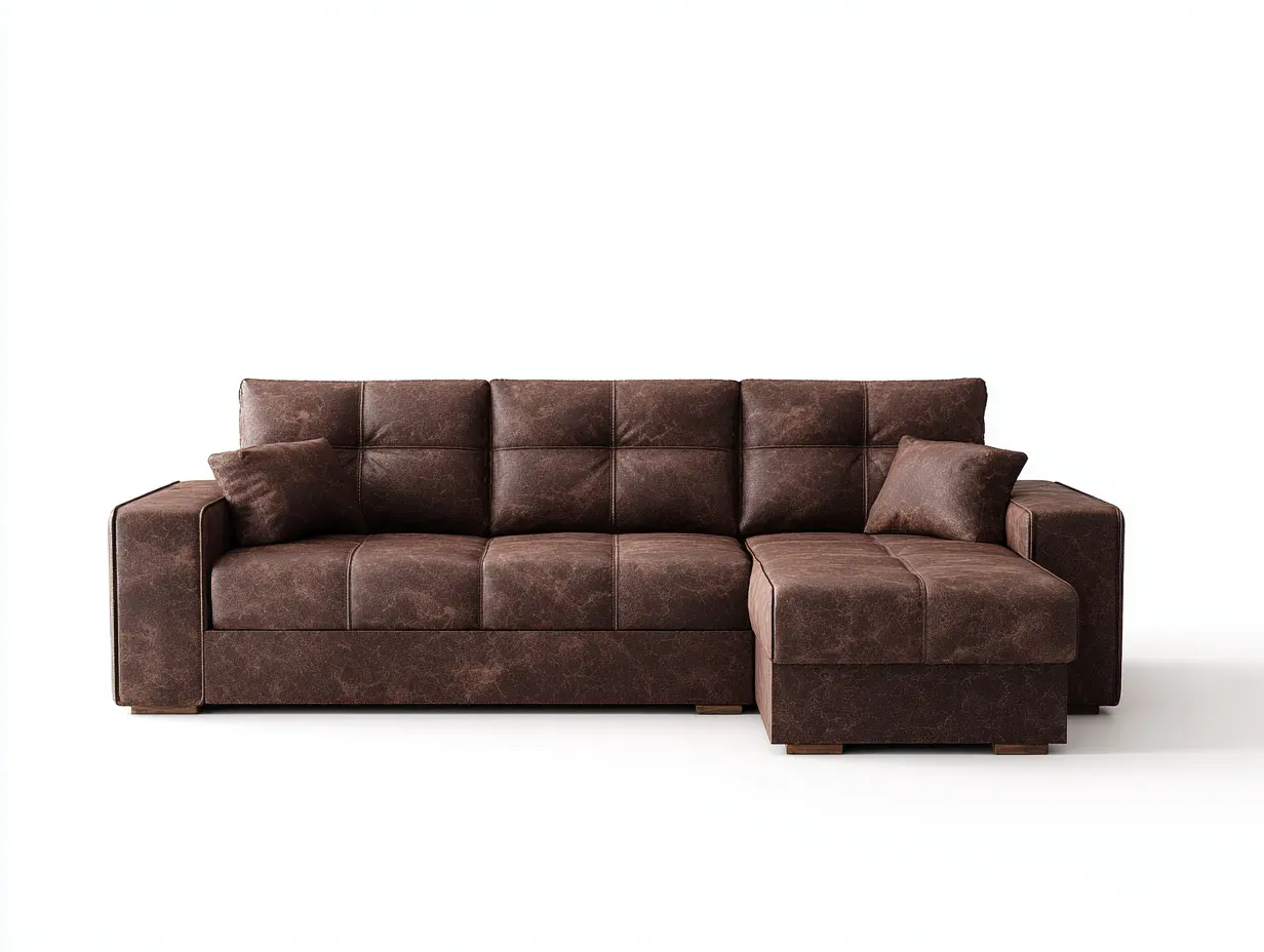 Canapé d'angle - similicuir - 248x152x84 cm - marron - style moderne-Luxegetio