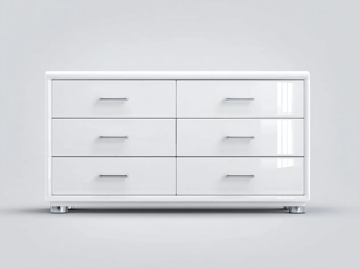 Commode - MDF - 136x43x72 cm - blanc - style contemporain-Luxegetio