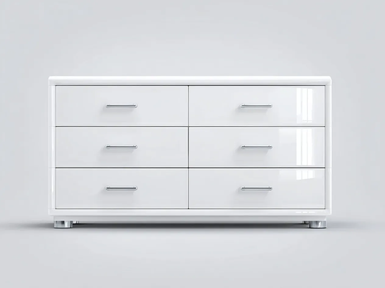 Commode - MDF - 136x43x72 cm - blanc - style contemporain-Luxegetio