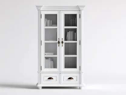 Bibliothèque - bois d'ingénierie-verre-métal - 110 x 41 x 192 cm - blanc - style classique-Sofamyhome