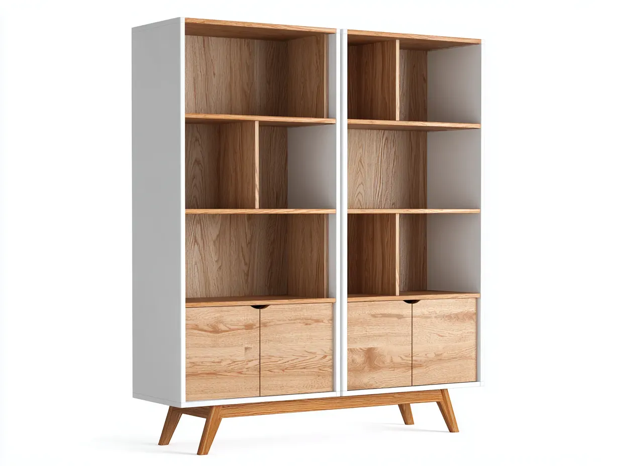 Bibliothèque - bois d'ingénierie - bois - 98 x 39 x 182 cm - chêne naturel-blanc - style scandinave-Sofamyhome