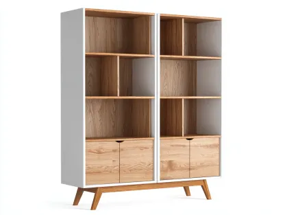 Bibliothèque - bois d'ingénierie - bois - 98 x 39 x 182 cm - chêne naturel-blanc - style scandinave-Sofamyhome