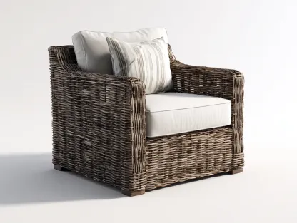 Fauteuil de jardin - rotin-bois - 90 x 85 x 80 cm - brun naturel - style rustique-Sofamyhome