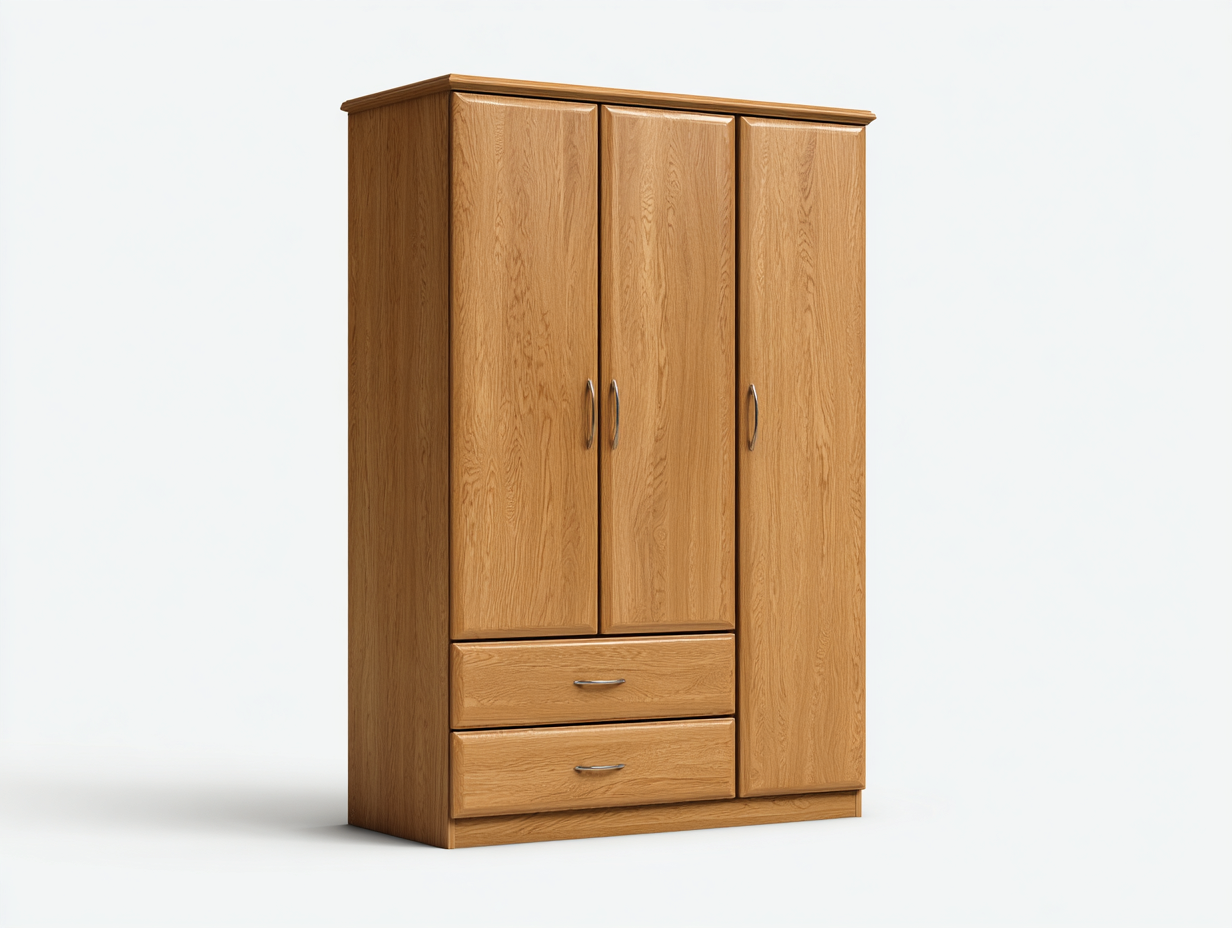 Armadio a 3 ante - Legno - 160x59x195 cm - Rovere naturale - Stile moderno-Fanoganest