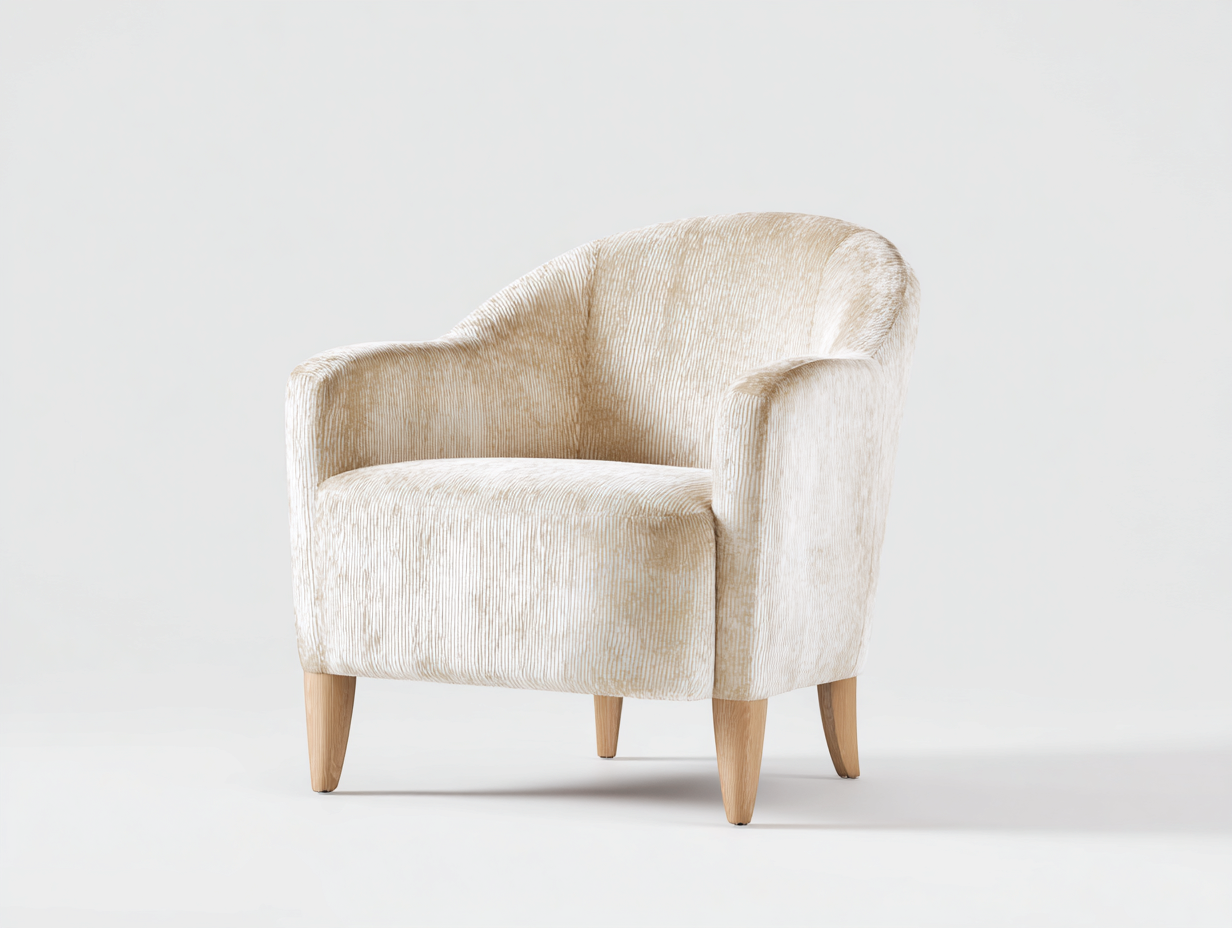 Poltrona in tessuto - tessuto-legno - 82x74x86 cm - beige crema - stile contemporaneo-Fanoganest