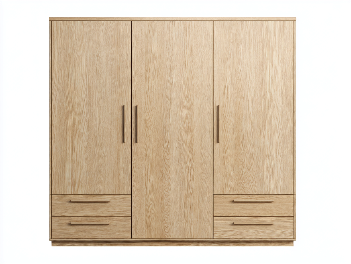 Armadio a 3 ante - Legno - 182x60x200 cm - Rovere naturale - Stile moderno-Fanoganest