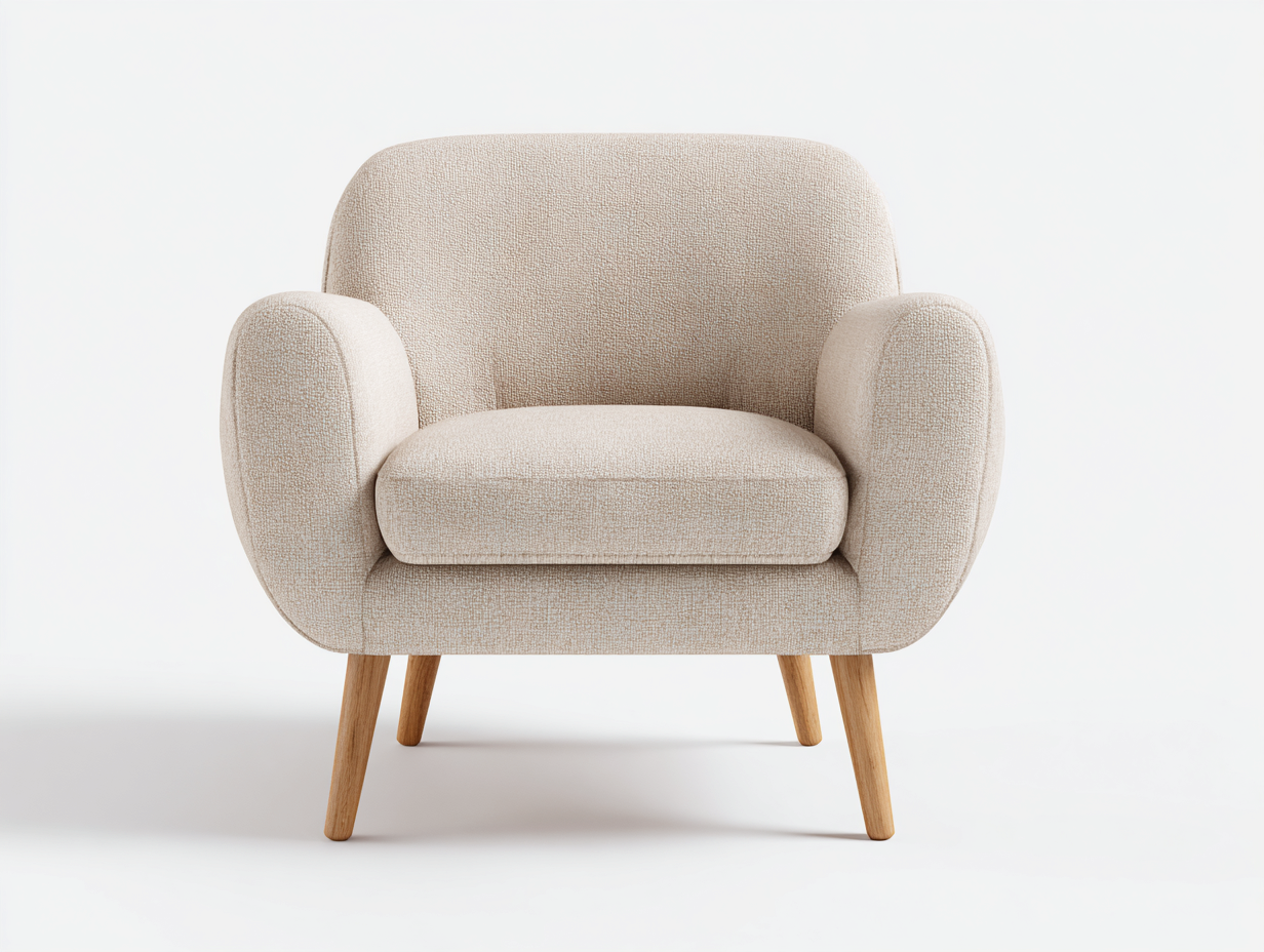 Poltrona in tessuto - tessuto-legno - 80x72x83 cm - beige sabbia - stile moderno-Fanoganest