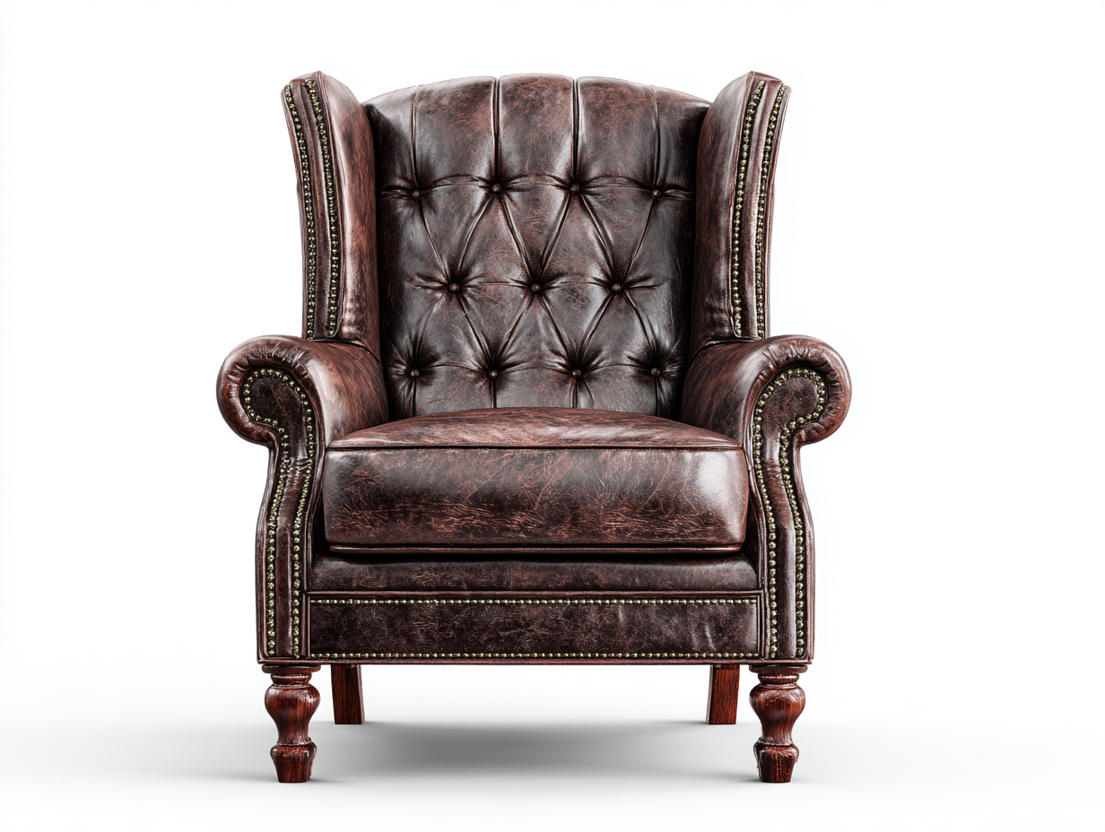Poltrona in pelle-pelle-legno-93x87x113 cm-marrone scuro-stile classico-Fanoganest
