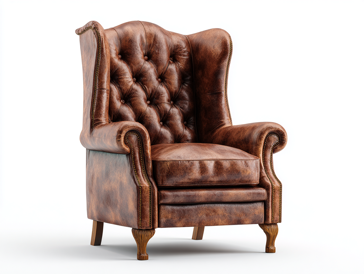 Poltrona in pelle-pelle-legno-86x82x109 cm-marrone-stile classico-Fanoganest