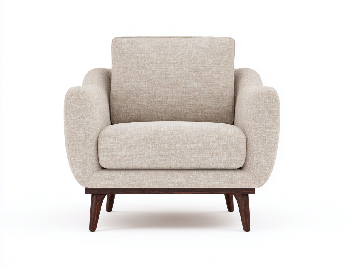 Poltrona in tessuto - tessuto-legno - 90x82x94 cm - beige chiaro - stile contemporaneo-Fanoganest