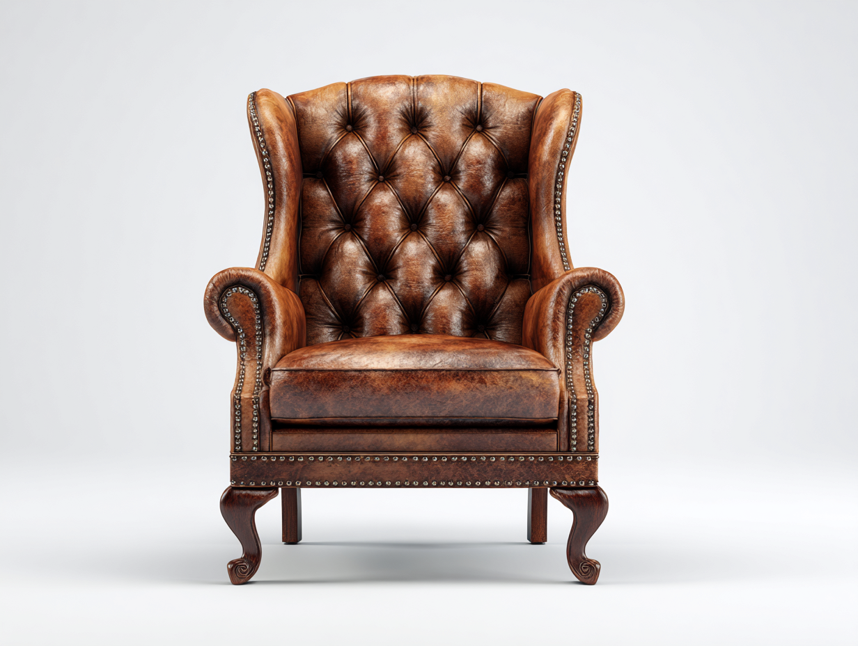 Poltrona in pelle-pelle-legno-92x88x114 cm-marrone caldo-stile classico-Fanoganest
