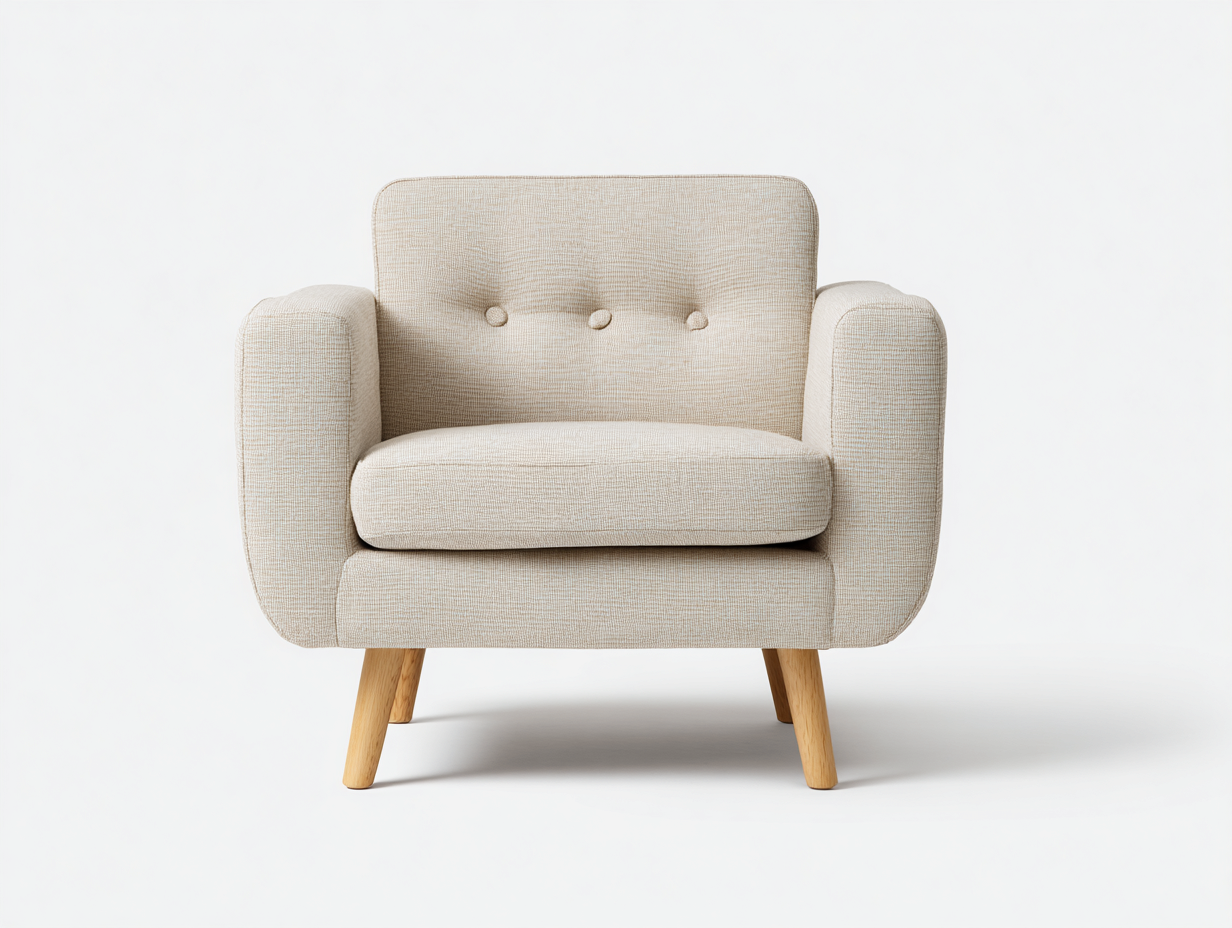 Poltrona in tessuto - tessuto-legno - 78x76x84 cm - beige chiaro - stile moderno-Fanoganest