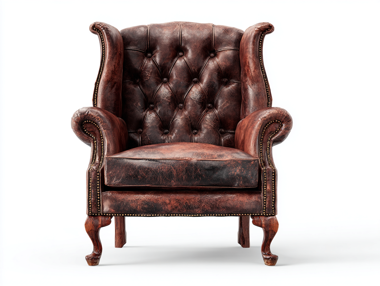 Poltrona in pelle-pelle-legno-89x83x106 cm-marrone vintage-stile classico-Fanoganest