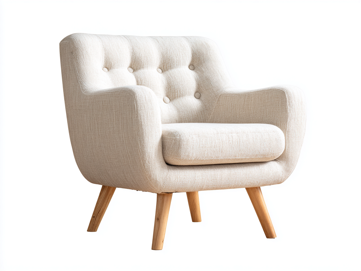 Poltrona in tessuto - tessuto-legno - 85x76x87 cm - beige chiaro - stile moderno-Fanoganest
