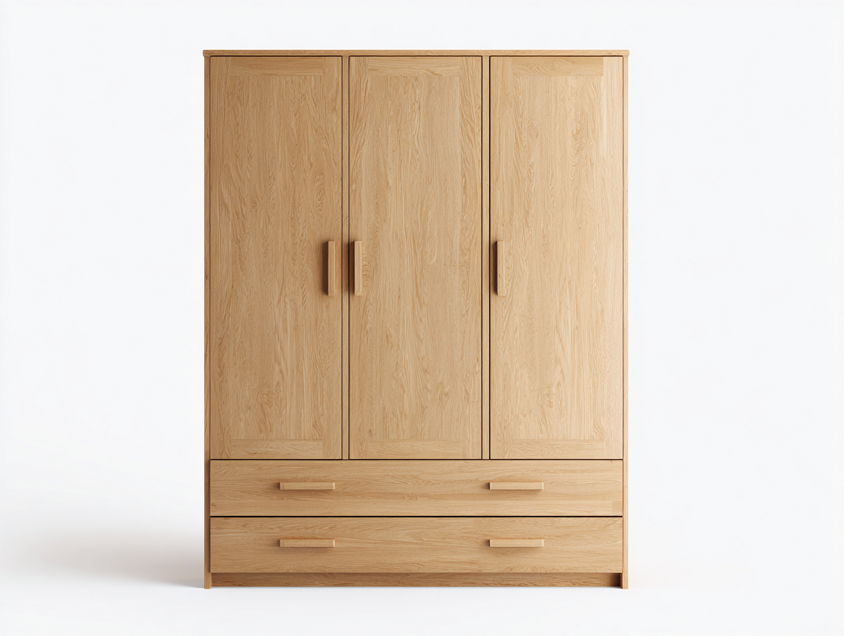 Armadio a 3 ante - Legno - 172x58x198 cm - Rovere naturale - Stile moderno-Fanoganest
