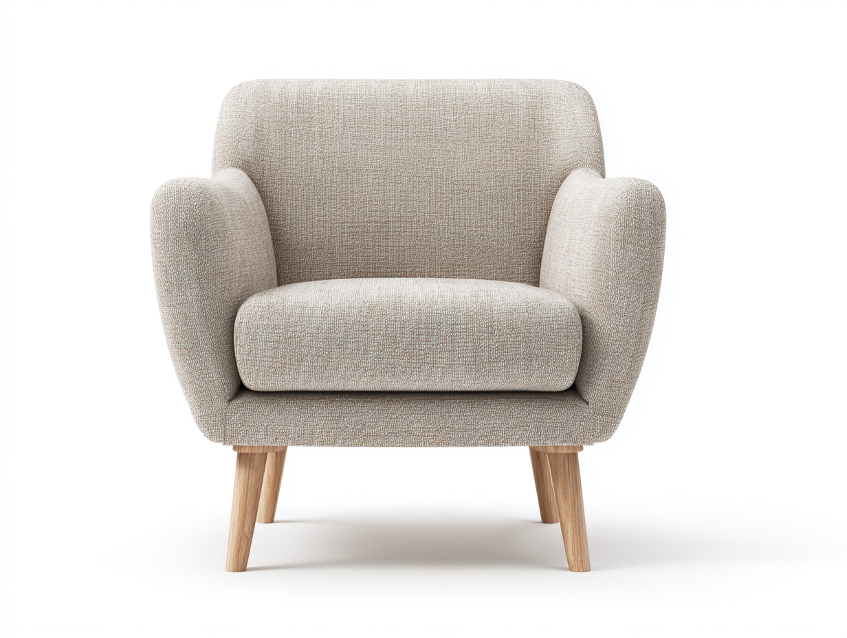 Poltrona in tessuto - tessuto-legno - 84x78x88 cm - beige naturale - stile contemporaneo-Fanoganest