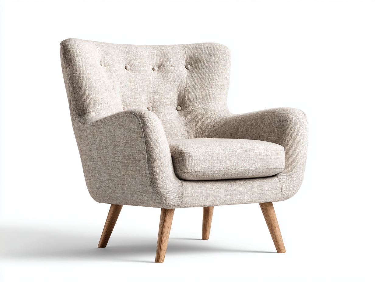 Poltrona in tessuto - tessuto-legno - 87x78x89 cm - beige naturale - stile moderno-Fanoganest