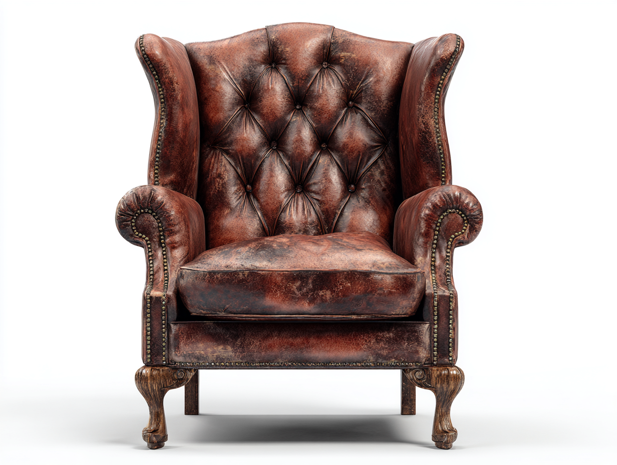 Poltrona in pelle-pelle-legno-94x88x115 cm-marrone vintage-stile classico-Fanoganest