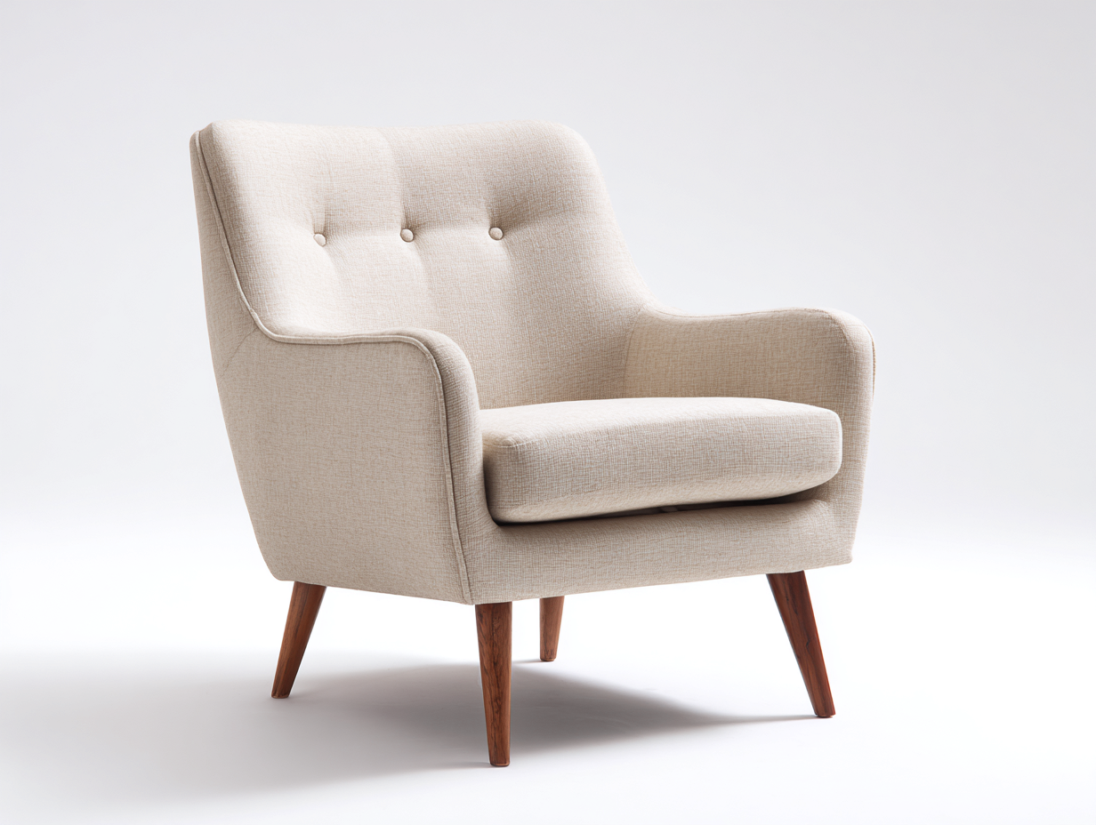 Poltrona in tessuto - tessuto-legno - 86x77x90 cm - beige caldo - stile moderno-Fanoganest