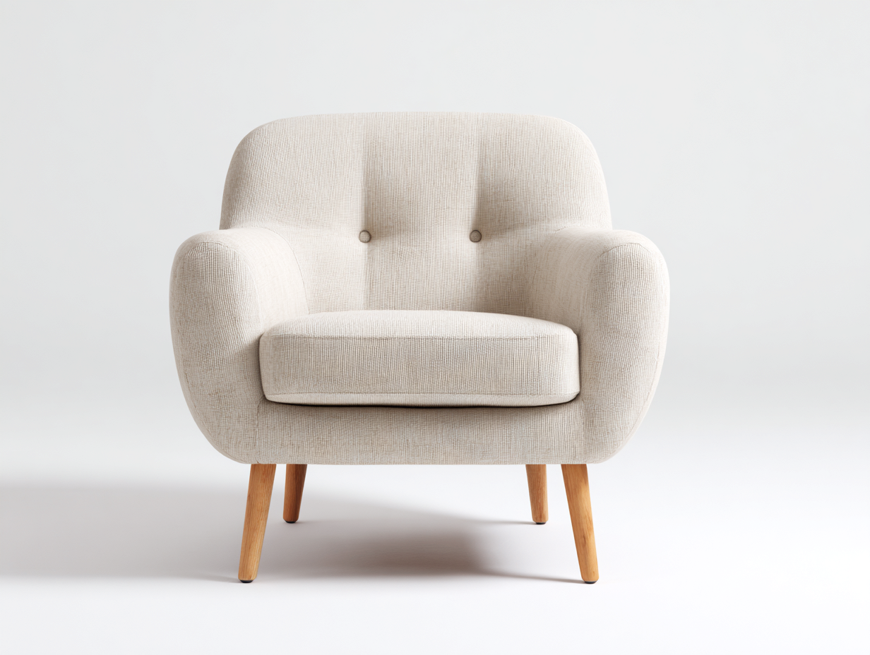 Poltrona in tessuto - tessuto-legno - 79x73x82 cm - beige avorio - stile moderno-Fanoganest