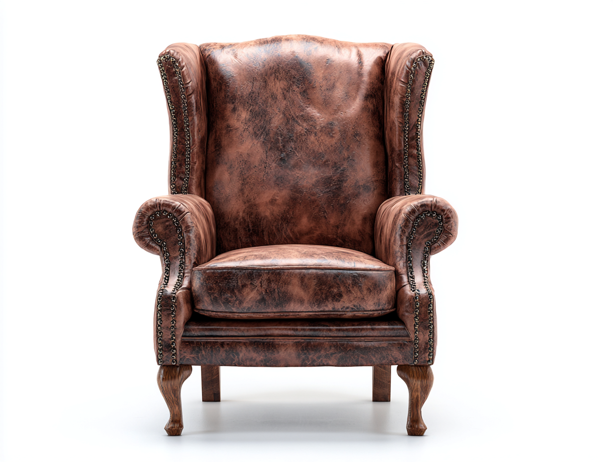 Poltrona in pelle-pelle-legno-95x90x118 cm-marrone chiaro-stile classico-Fanoganest