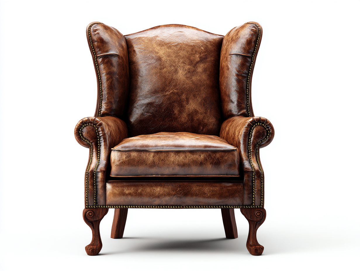 Poltrona in pelle-pelle-legno-97x91x120 cm-marrone chiaro-stile classico-Fanoganest