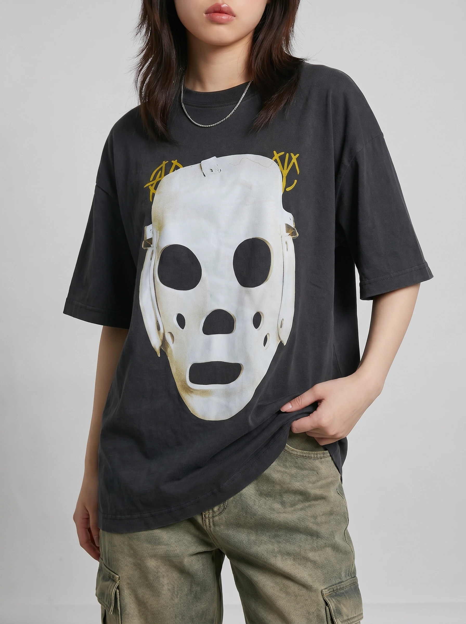 Black Mask Print T-Shirt