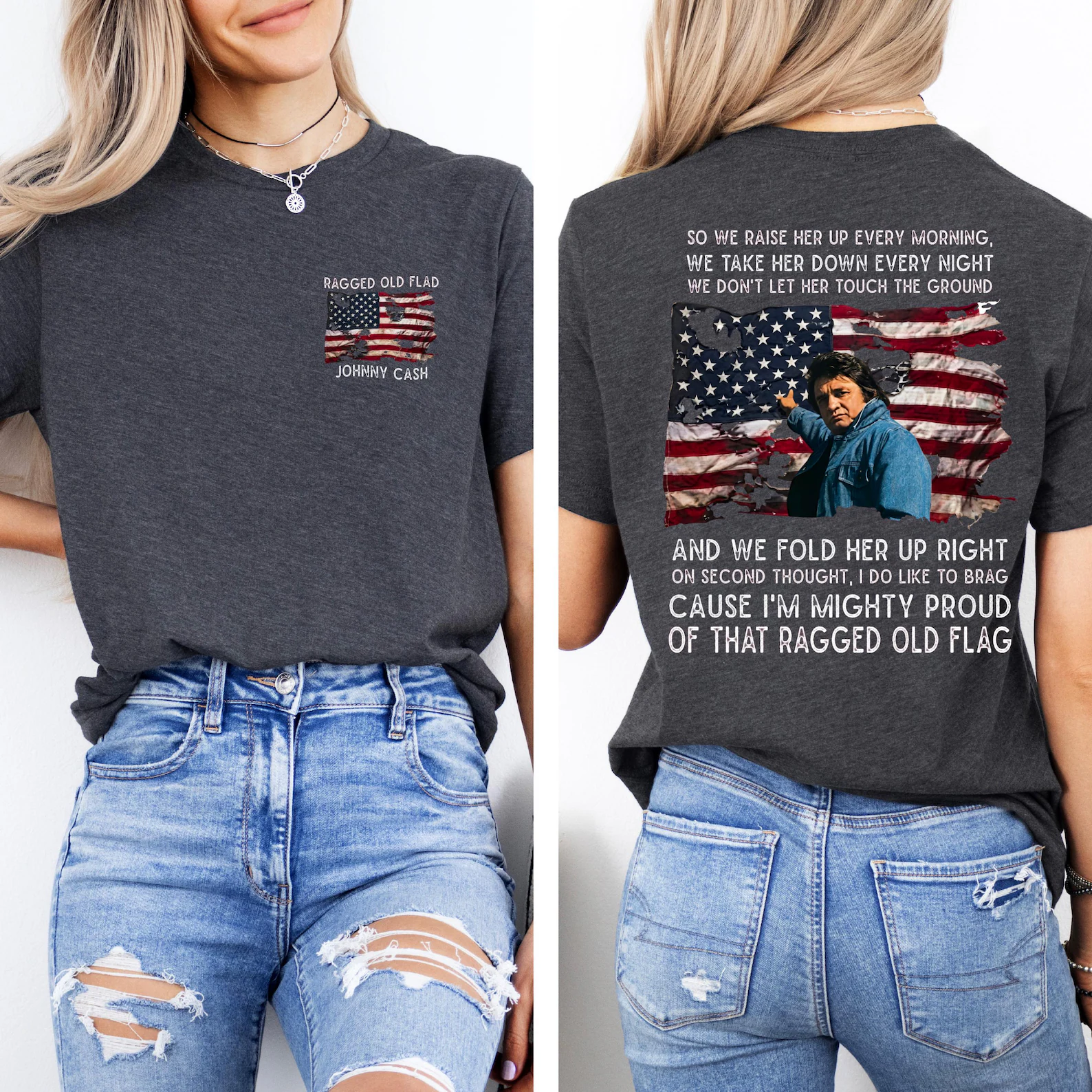 I Am The Nation Since 1776 Johnny Cash Ragged Old Flag Shirt