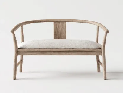 Banc de jardin - bois massif-tissu - 125x60x76 cm - marron clair-beige - style moderne-Craftgetloft
