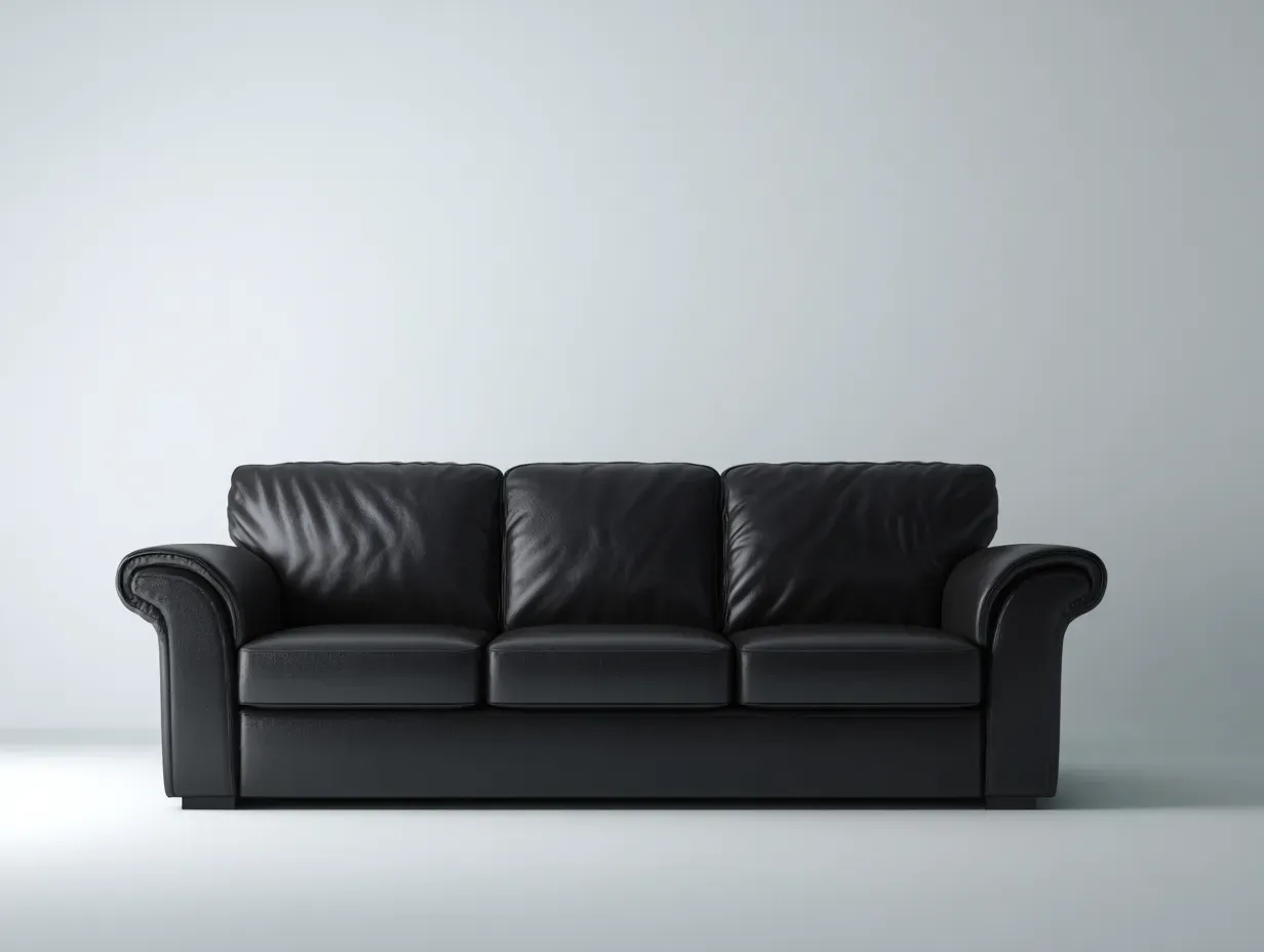 Canapé 3 places - cuir-bois - 210 x 92 x 85 cm - noir - style classique-Craftgetloft