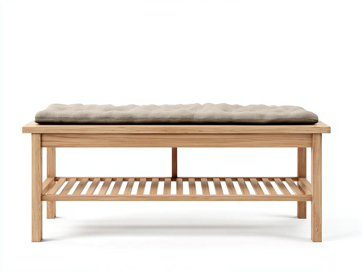 Banc de jardin - bois massif-tissu - 135x50x45 cm - marron-beige - style minimaliste-Craftgetloft