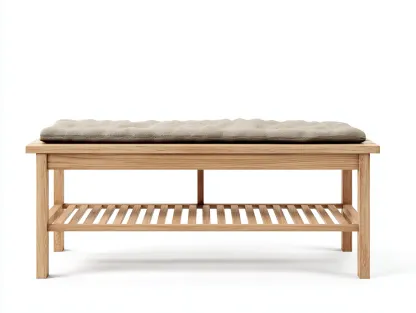 Banc de jardin - bois massif-tissu - 135x50x45 cm - marron-beige - style minimaliste-Craftgetloft
