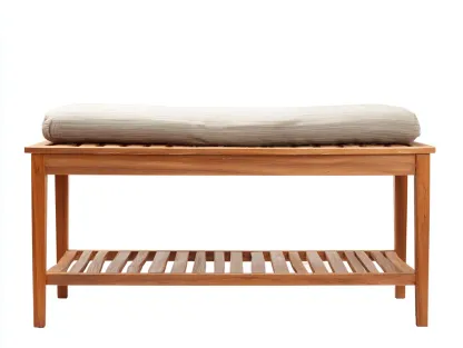 Banc de jardin - bois massif-tissu - 132x54x47 cm - marron-beige - style moderne-Craftgetloft
